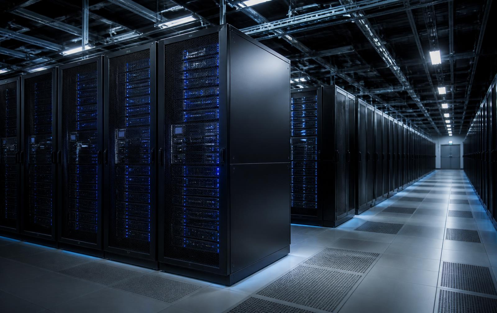 Enterprise datacenter with rows of server racks