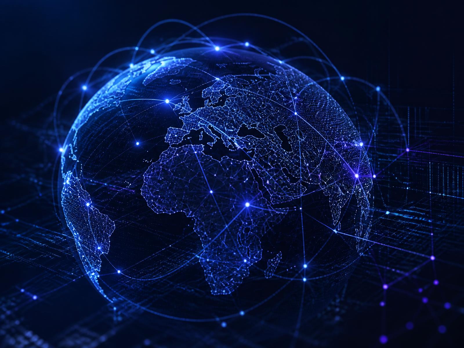 Abstract global technology network connecting cloud, security, AI and infrastructure
